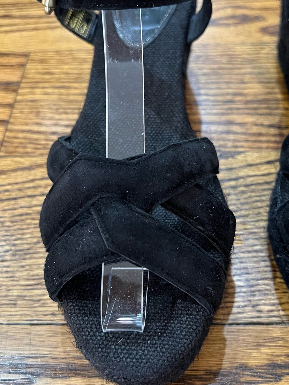 Boden Suede Geometric Espadrille Wedges Sz37 Black Platform Wedge Transition New